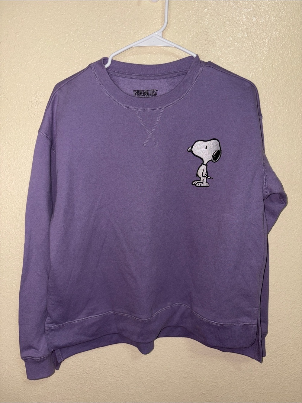 Peanuts Lavender Crewneck Sweatshirt with Snoopy Patch